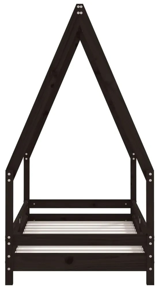 Estrutura de cama infantil 70x140 cm pinho maciço preto