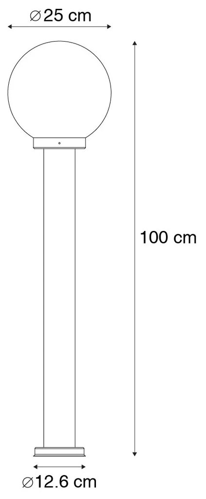 Candeeiro de pé exterior preto com globo transparente 100 cm IP44 - Sfera Moderno