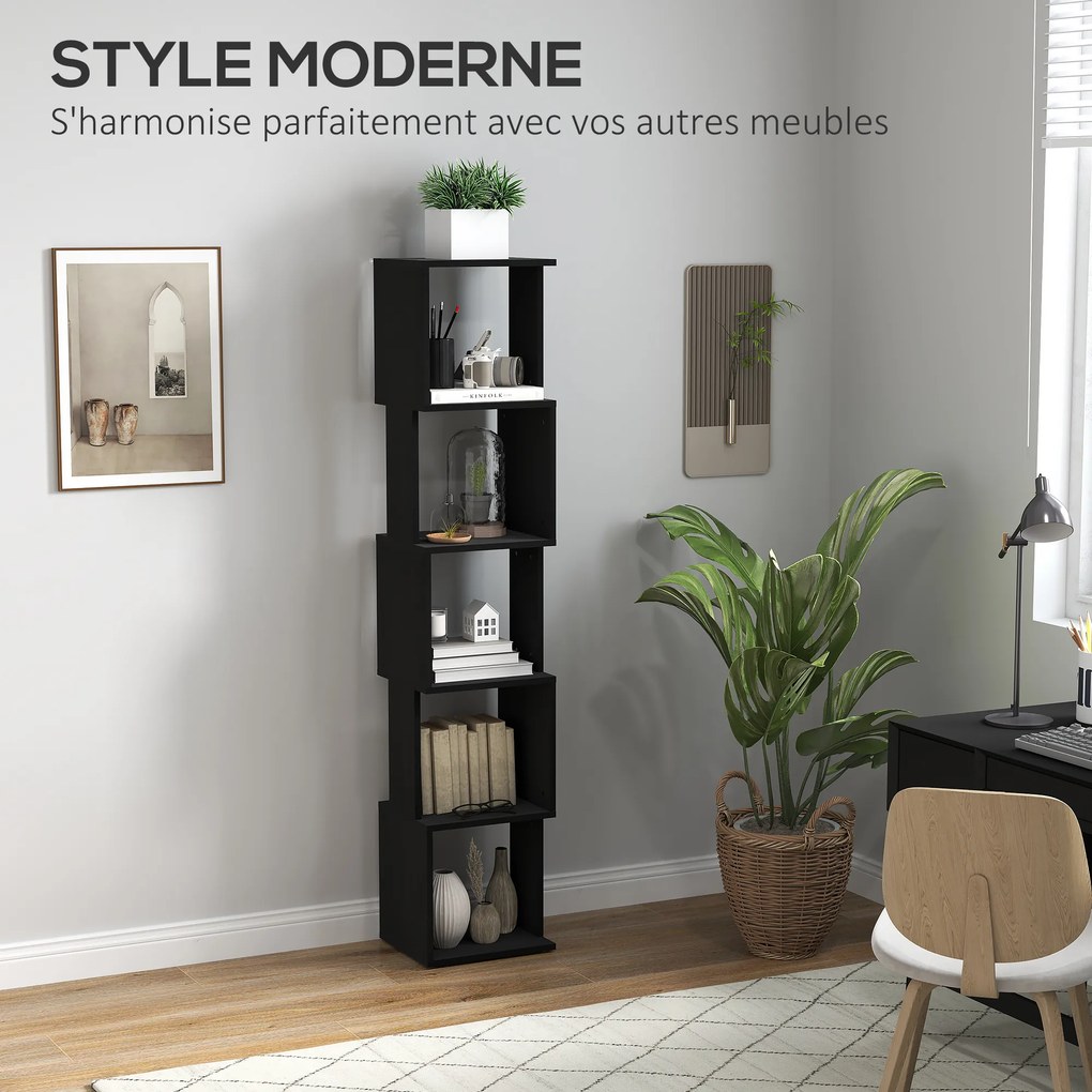Estante de design moderno com 5 prateleiras 33 x 28 x 161 cm– Arrumação prática para casa ou escritório, preta