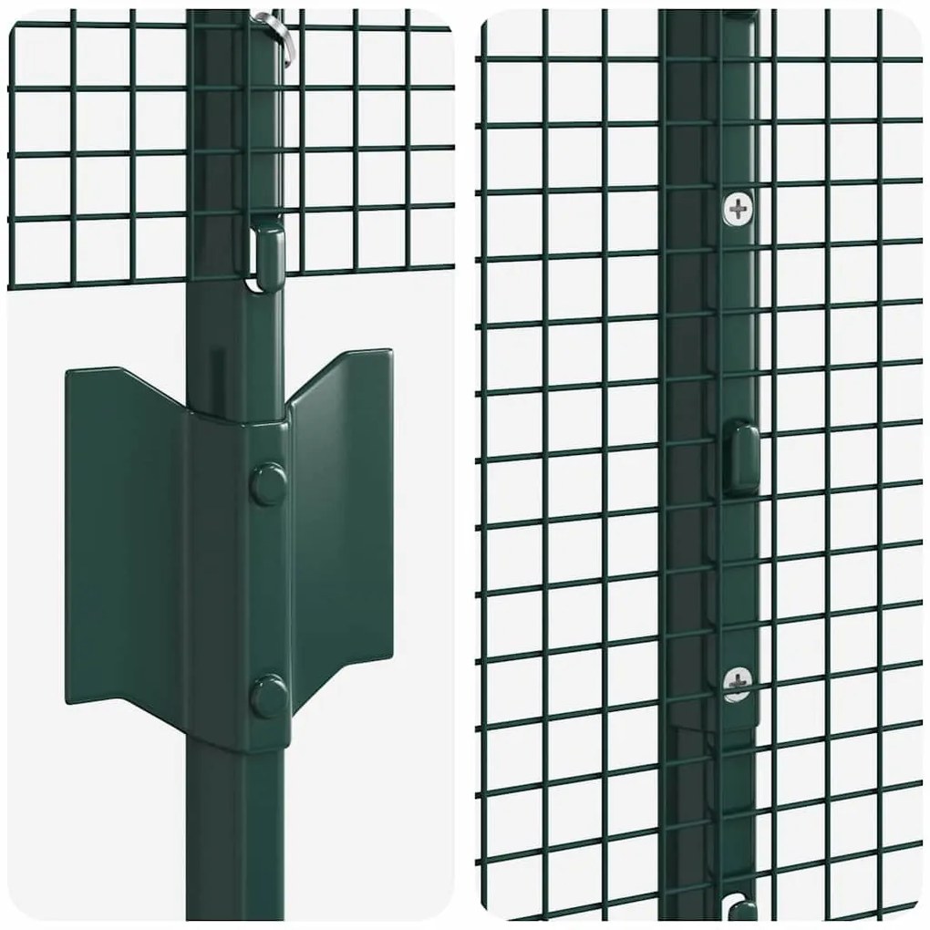 Conjunto de Cerca de Jardim Conjunto de 2 Verde Aço Galvanizado