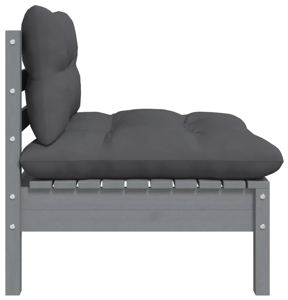 5 pcs conjunto lounge de jardim c/ almofadões pinho maciço