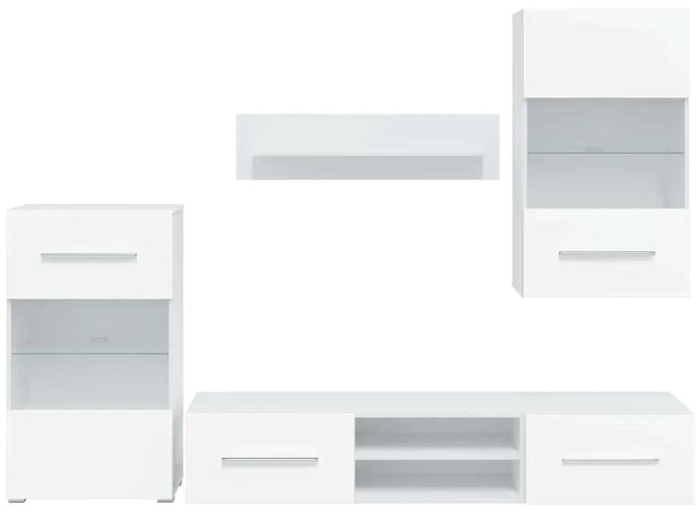 Conjunto de Móveis Luana para Sala - Branco - Design Moderno