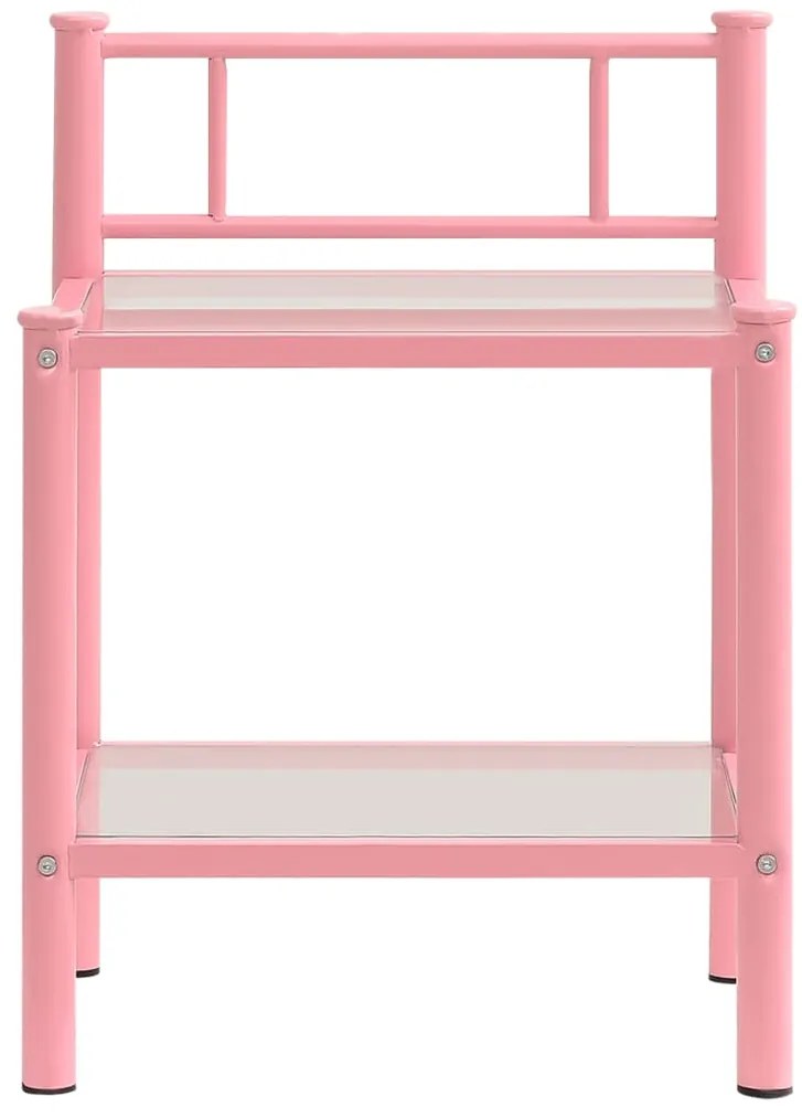 Mesas de cabeceira 2 pcs metal rosa e vidro transparente