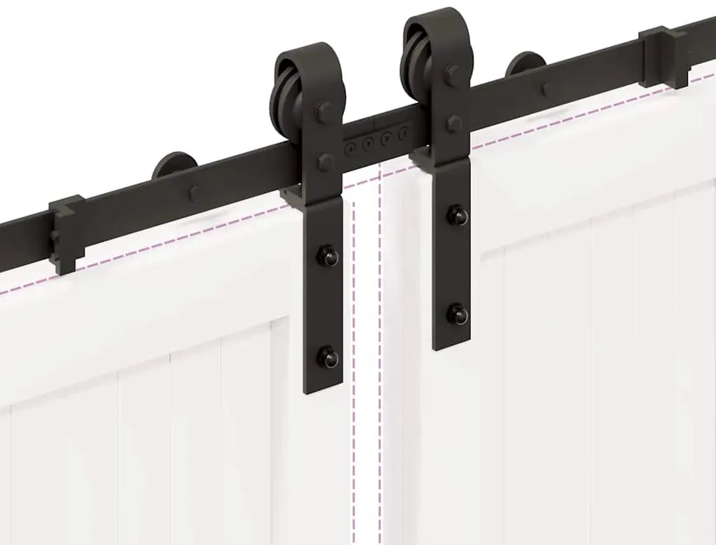 Kit de ferragens para porta deslizante 400 cm aço preto