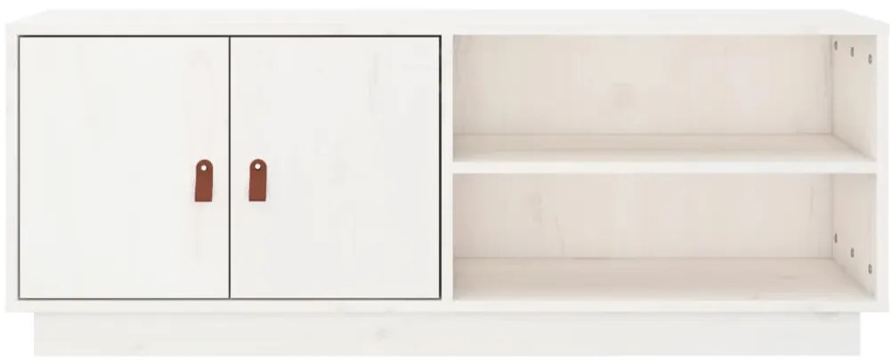 Móvel de TV 105x34x40 cm madeira de pinho maciça branco