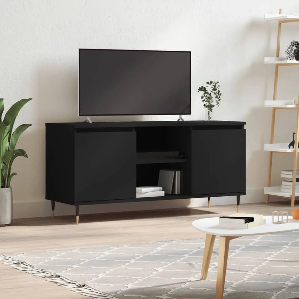 vidaXL Móvel de TV 104x35x50 cm derivados de madeira preto