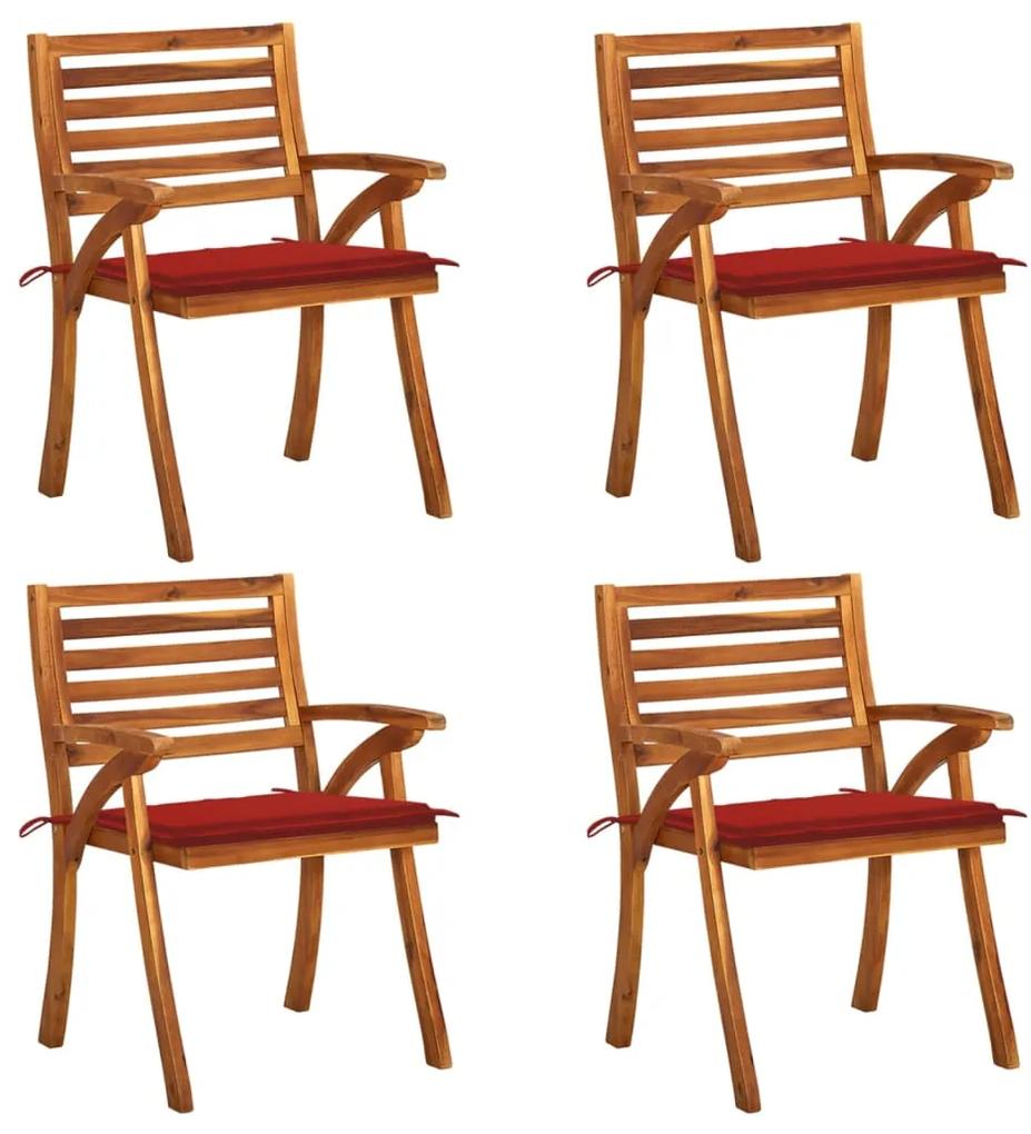 3075180 vidaXL Cadeiras de jardim c/ almofadões 4 pcs madeira de acácia maciça