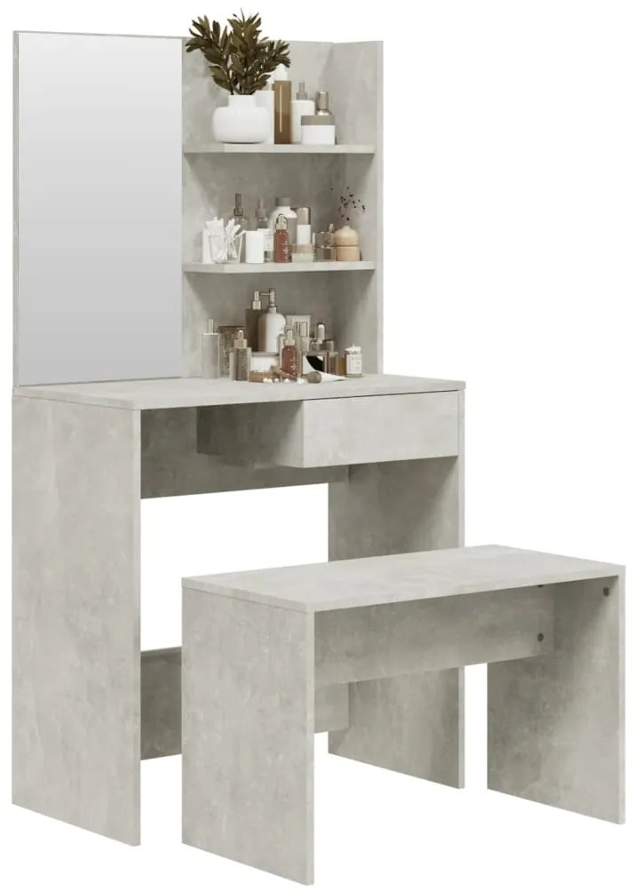 Conjunto toucador 74,5x40x141 cm cinzento cimento