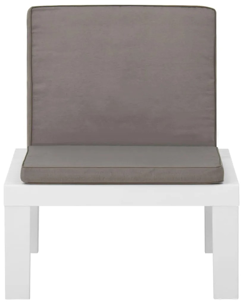 Cadeiras de jardim com almofadões 2 pcs plástico branco