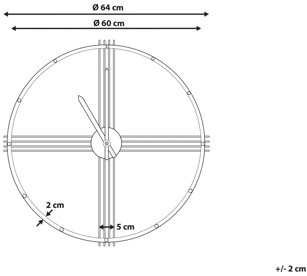 Relógio de parede dourado ø 64 cm ASCONA Beliani