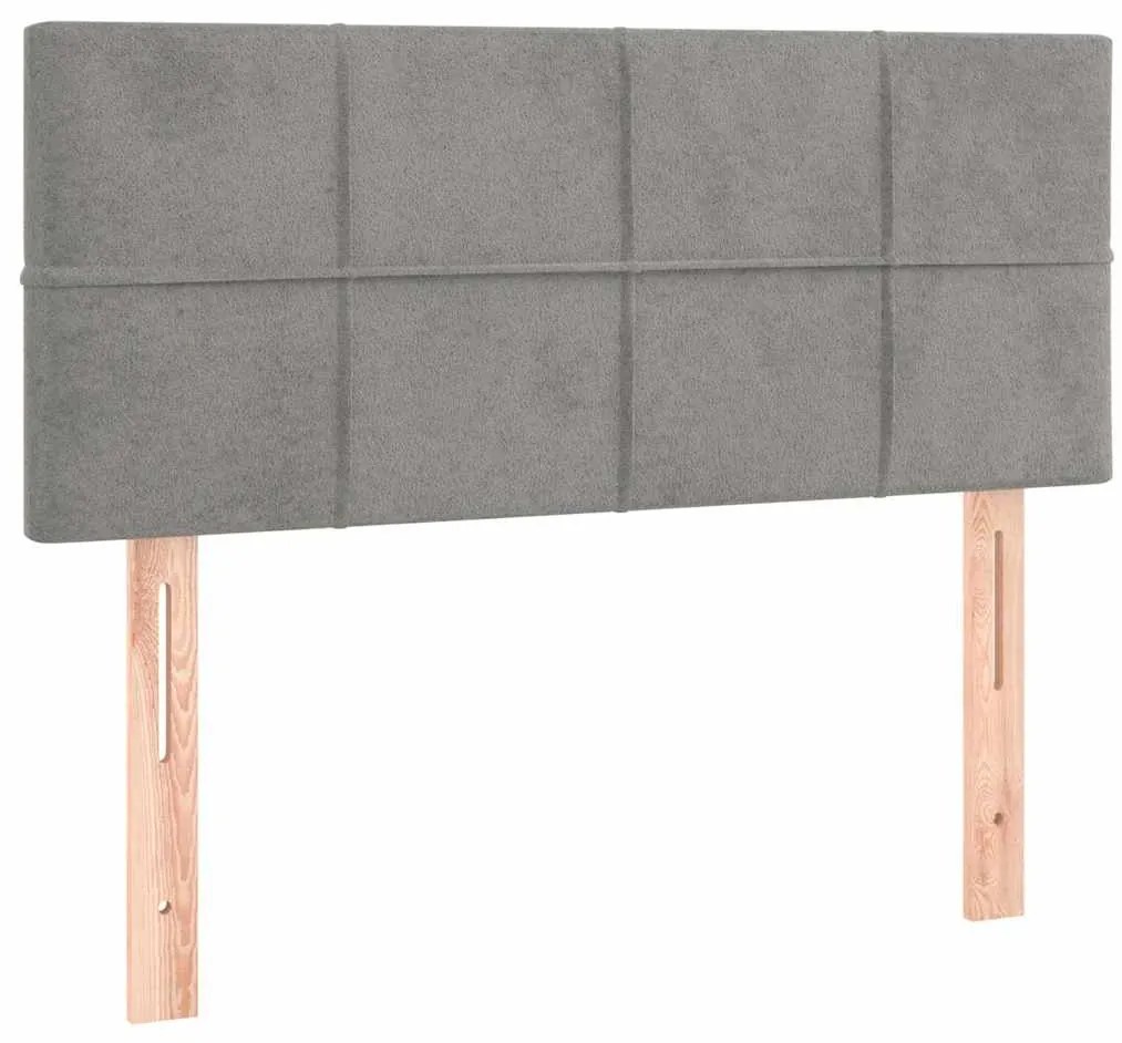 Cama box spring colchão LED 120x190 cm couro artif. cinza-claro