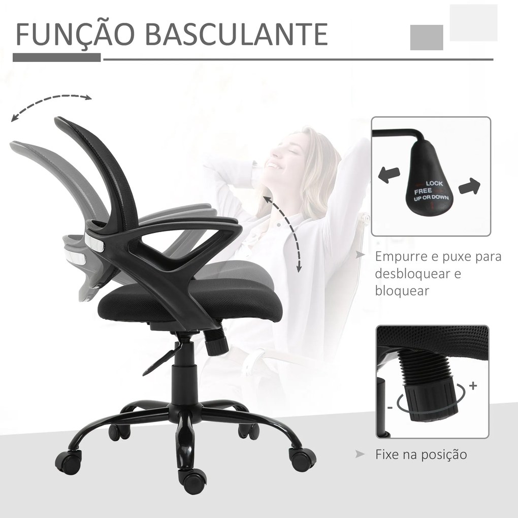 Vinsetto Cadeira de Oficina Ergonômica Cadeira de Escritório Basculant