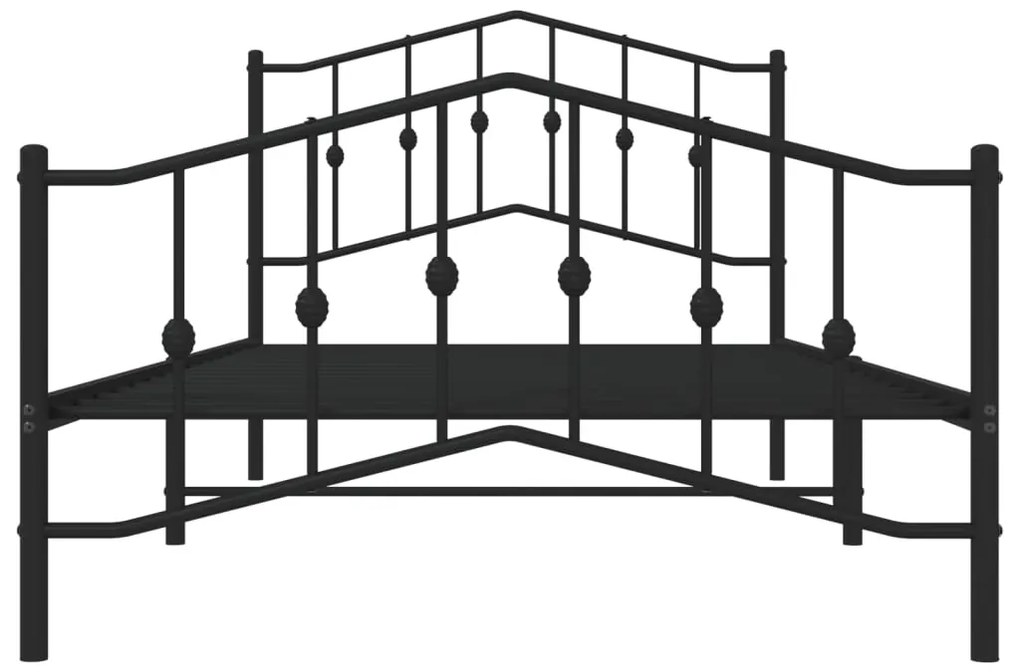 Estrutura de cama com cabeceira e pés 107x203 cm metal preto