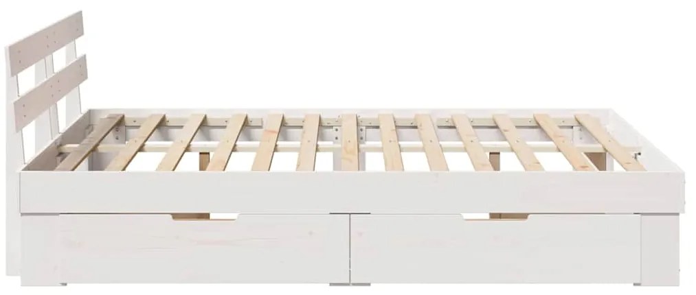 Estrutura da Cama Branco 140 x 200 cm Madeira de Pinheiro
