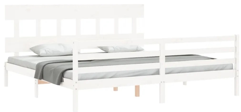 Estrutura cama Super King Size c/ cabeceira madeira branco