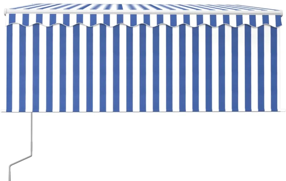 Toldo retrátil automático com estore 3,5x2,5 m azul e branco