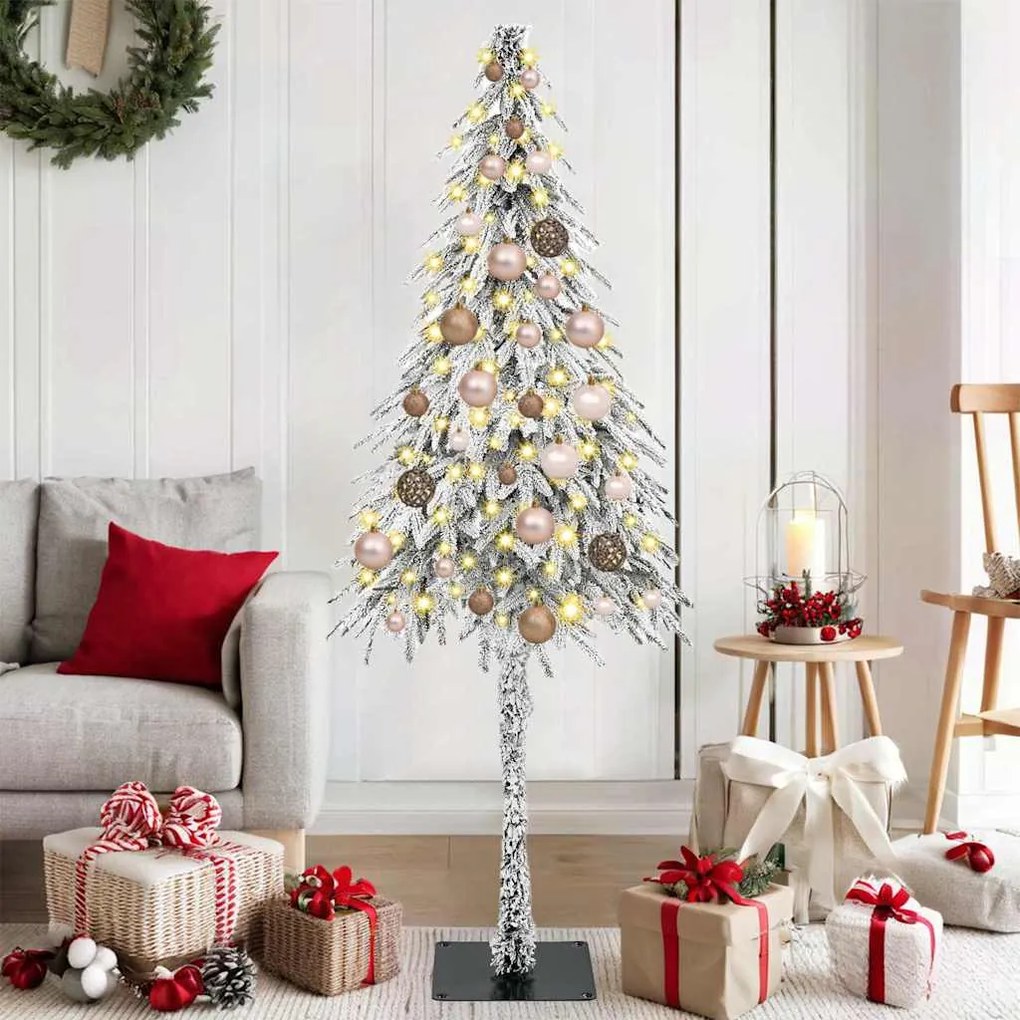 vidaXL Árvore de Natal com luzes de tira LED Branco 150 cm PE