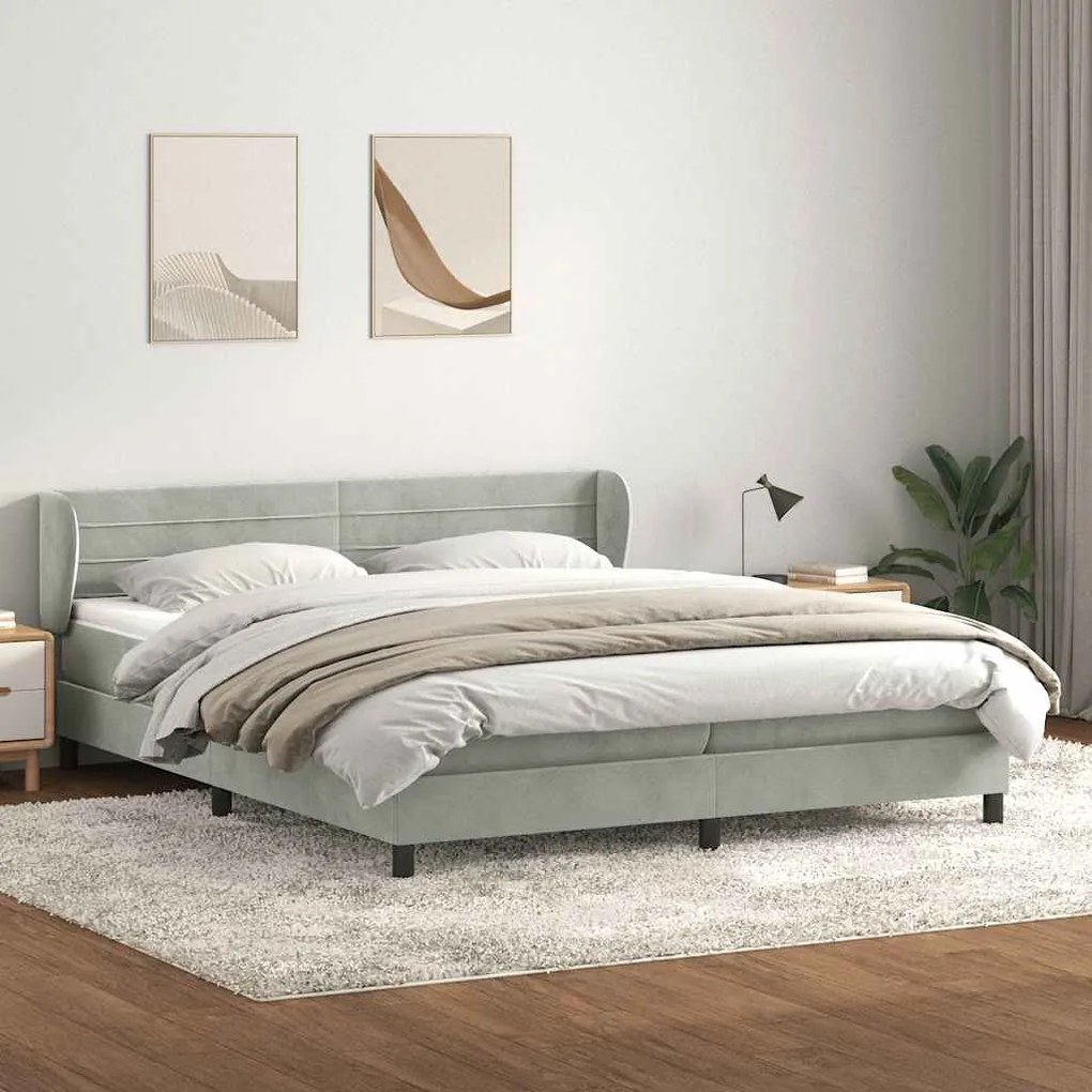 vidaXL Cama com molas/colchões 180x220 cm veludo cinzento-claro