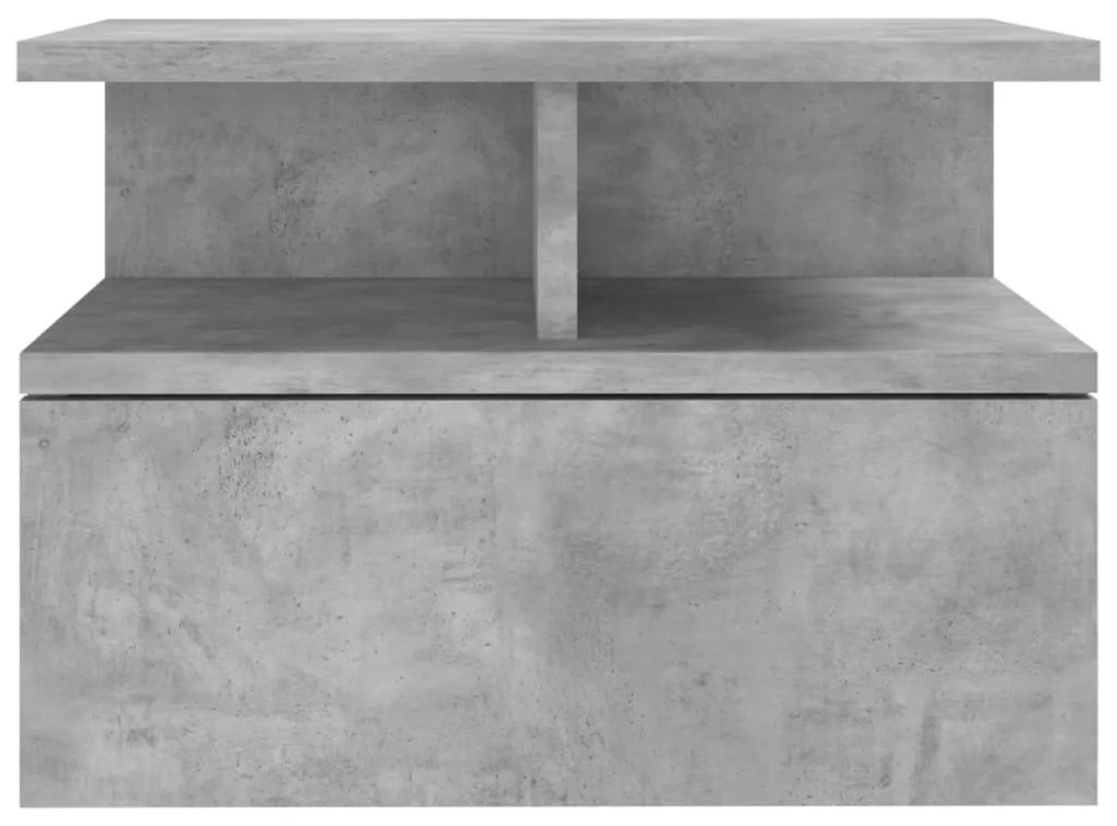 Mesa cabeceira suspensa 2pcs derivados madeira cinzento cimento