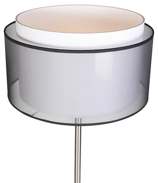 Candeeiro de pé design em aço com cúpula branca e preta 47 cm - Simplo Moderno,Design