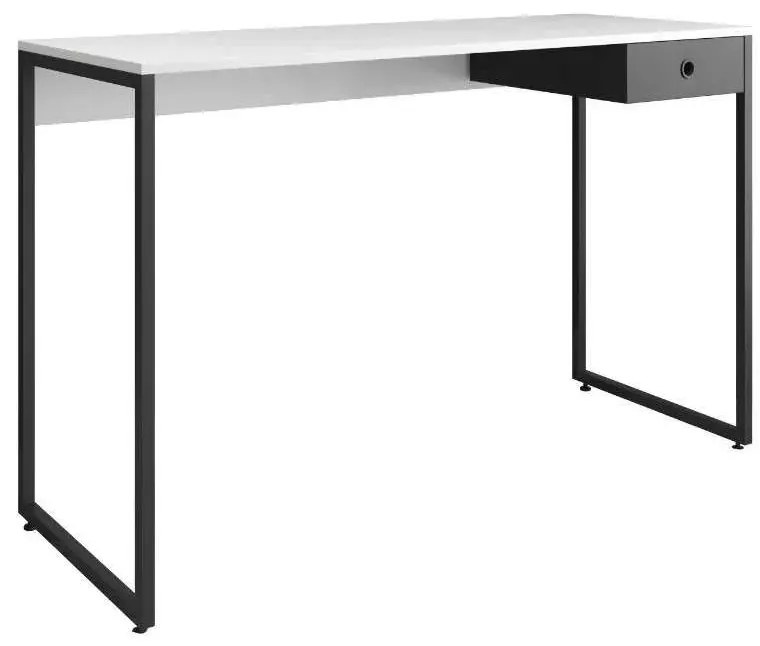 Mesa de estudo TOKYO, metal preto, MDP branco, 1 gaveta, 120 x 45 cms