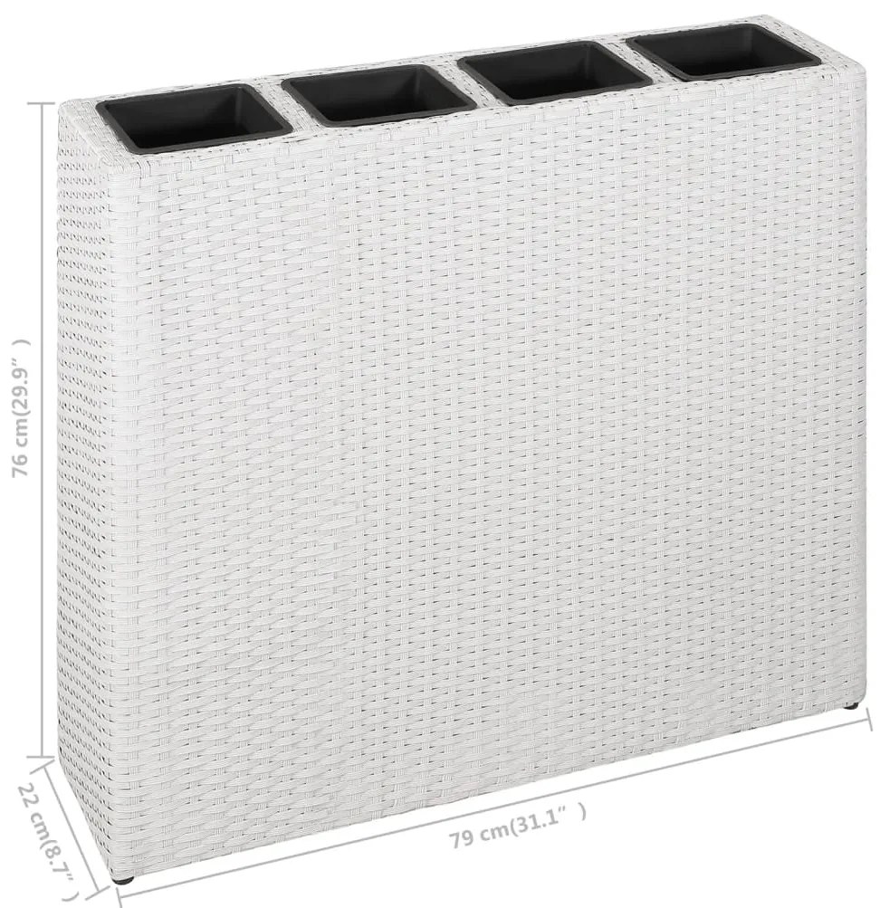 Floreiras de jardim com 4 vasos 2 pcs vime PE branco