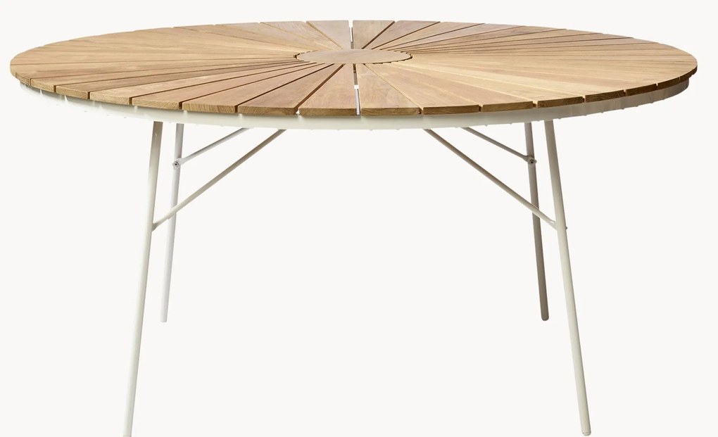 Mesa de jardim redonda com tampo em madeira de teca Hard & Ellen, vários tamanhos