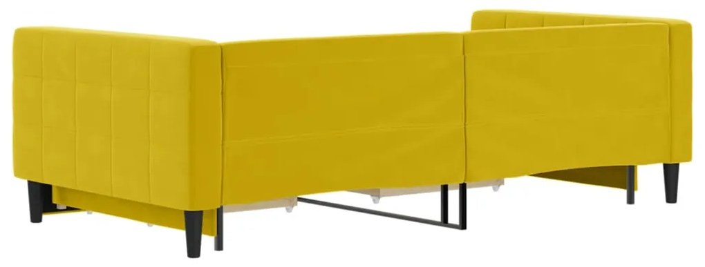 Sofá-cama com gavetão e gavetas 100x200 cm veludo amarelo