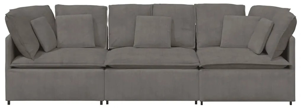 Sofá modular com almofadas tecido corduroy cinzento-claro