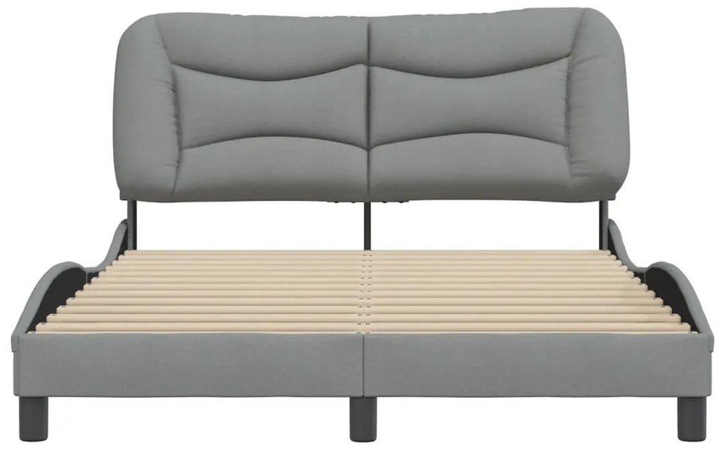 Estrutura de cama sem colchão 140x190 cm tecido cinzento-claro