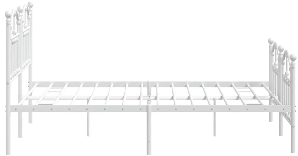 Estrutura de cama com cabeceira e pés 140x190 cm metal branco