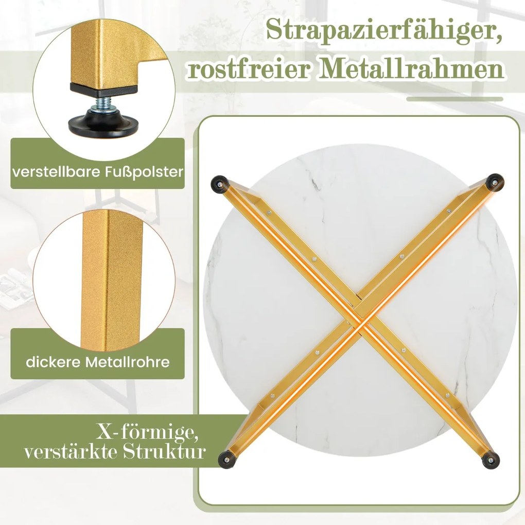 Conjunto de mesa de centro de 3 peças com estrutura de metal resistente - nogueira