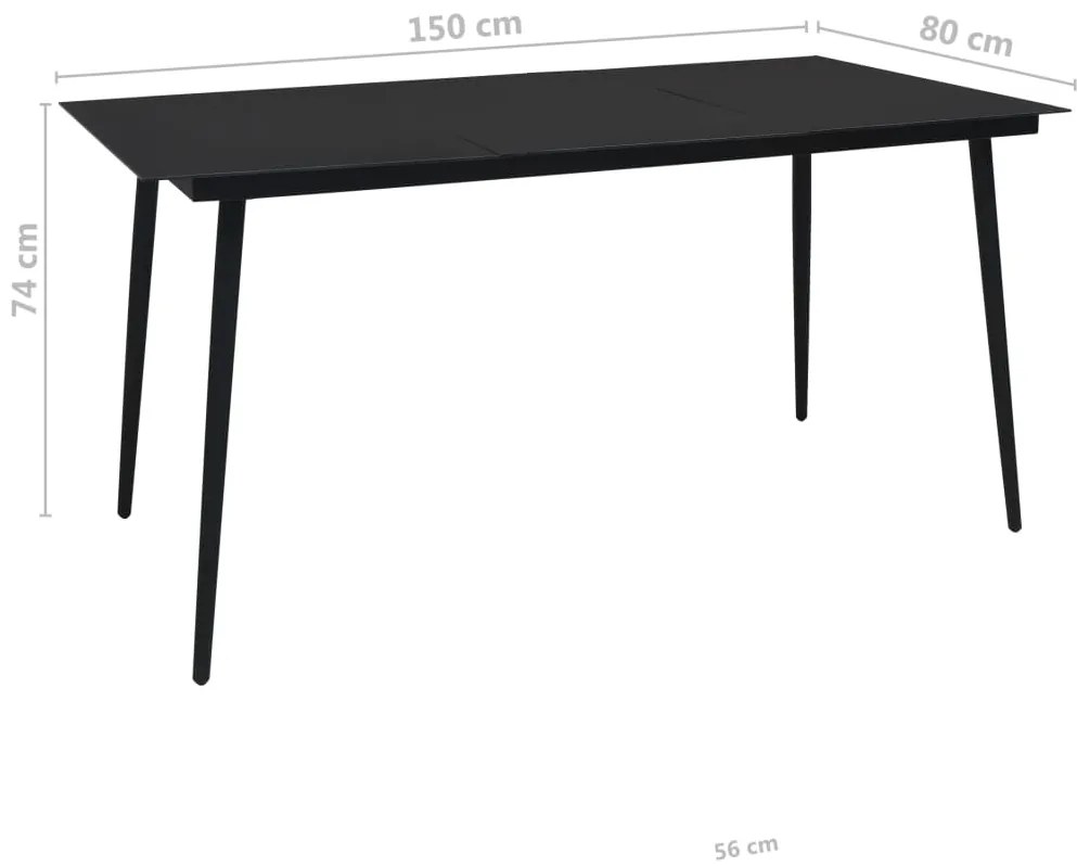 7 pcs conjunto de jantar p/ jardim corda de algodão e aço preto
