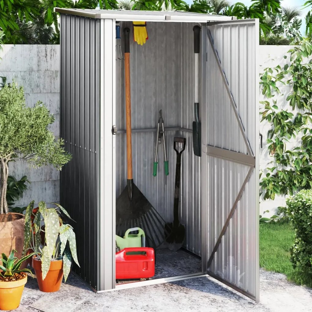 150900 vidaXL Abrigo de jardim 118,5x97x209,5 cm aço galvanizado cinzento