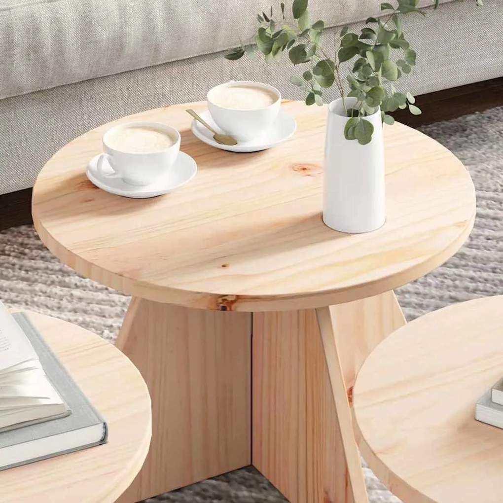 Mesa de centro 3 pcs Natural 49 x 49 x 30 cm
