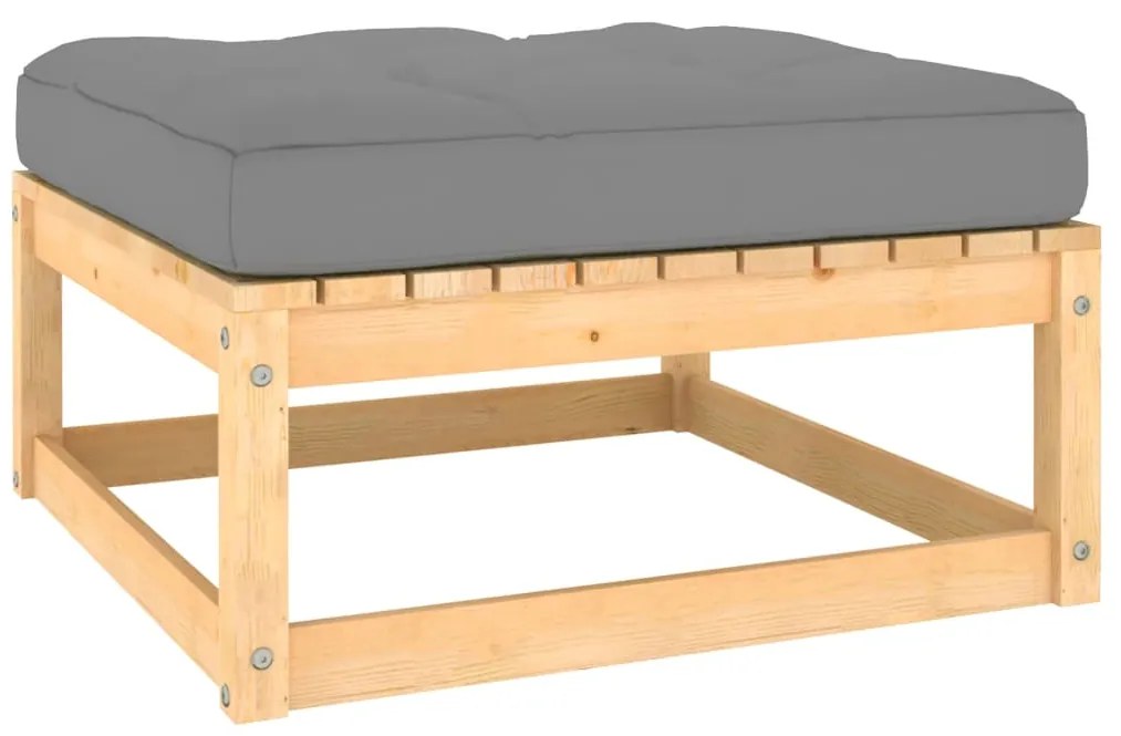 9 pcs conjunto lounge de jardim c/ almofadões pinho maciço