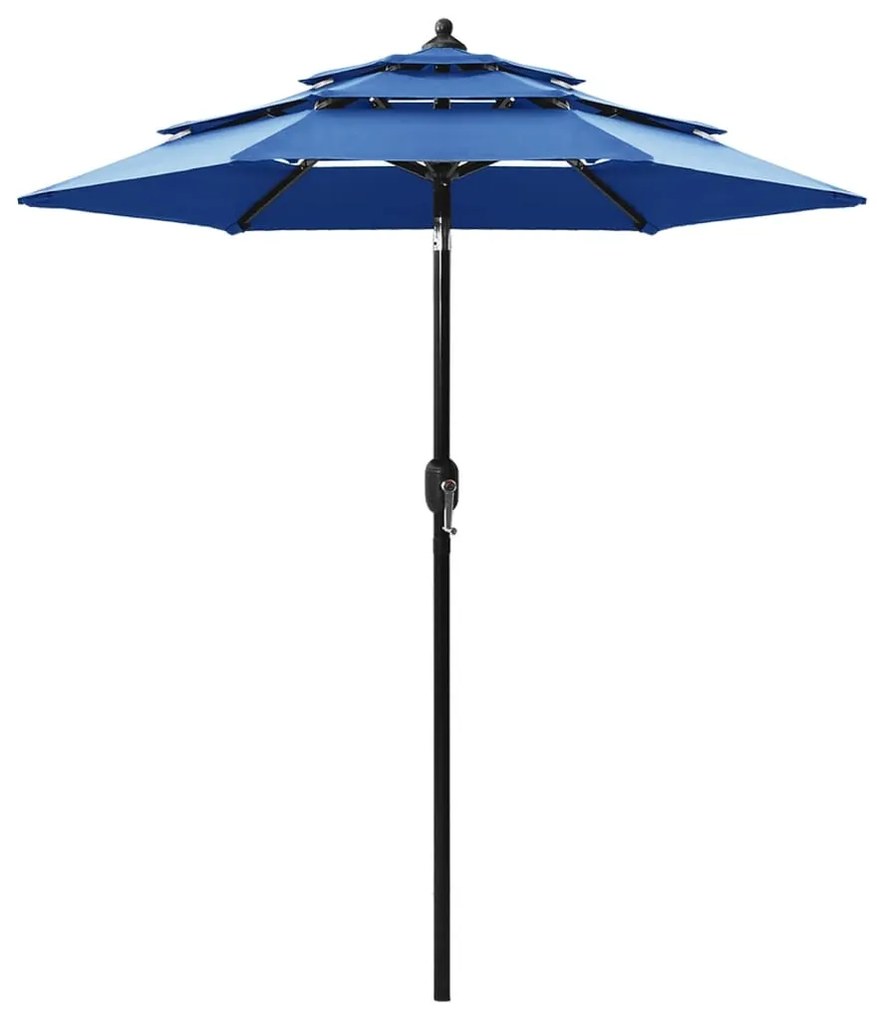 vidaXL Guarda-sol de jardim 3 camadas c/ poste alumínio 2 m azul-ciano