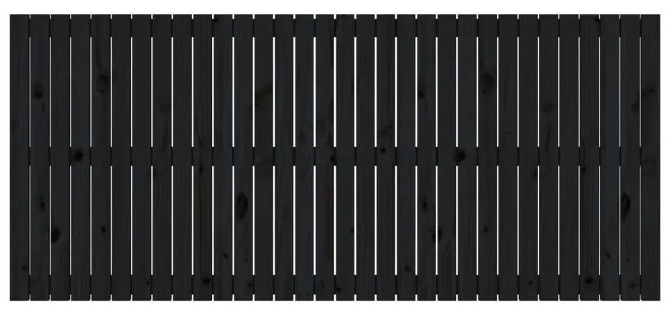 Cabeceira de parede 204x3x90 cm madeira de pinho maciça preto