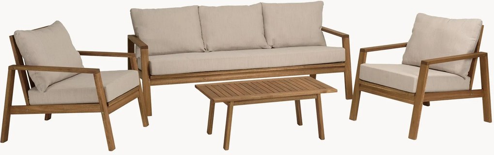 Conjunto lounge de jardim em madeira de acácia Vick, conjunto de 4