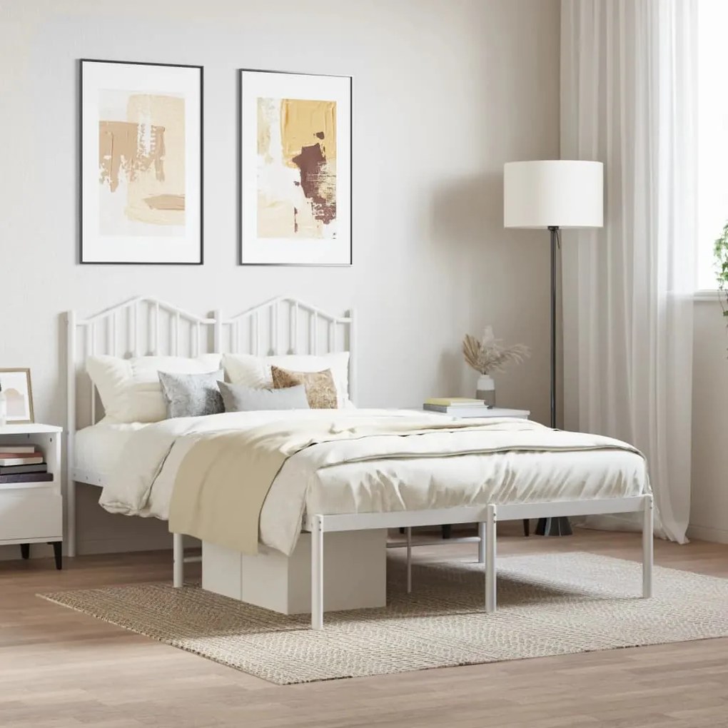 vidaXL Estrutura de cama com cabeceira 120x200 cm metal branco