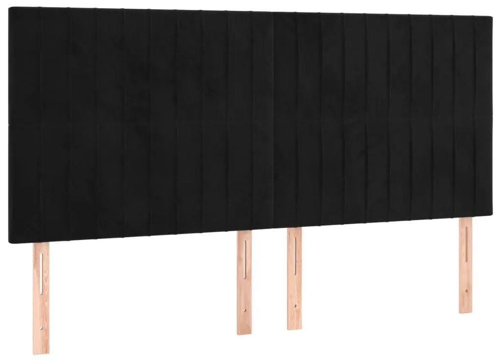 Cabeceira de cama c/ luzes LED veludo 180x5x118/128 cm preto