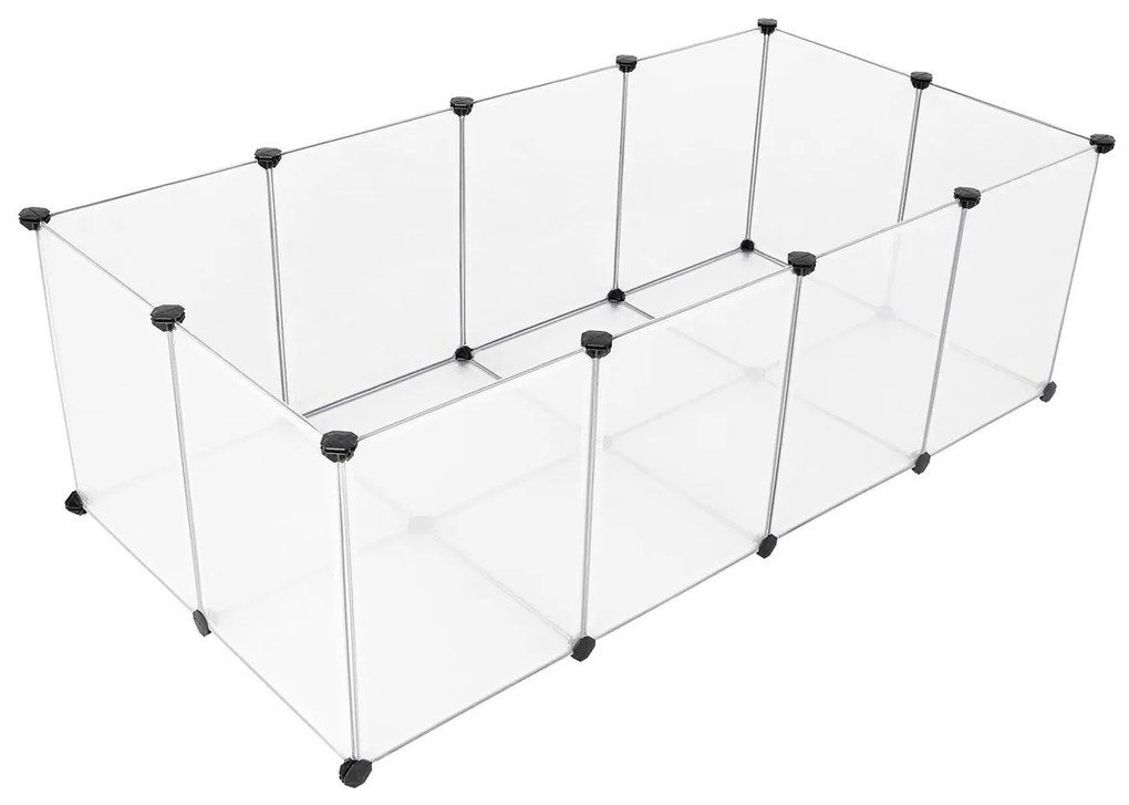 Cercadinho para animais de estimação SONGMICS, cercado e gaiola para porquinhos-da-índia com piso, recinto interno de plástico transparente faça você mesmo para hamsters, coelhos, ouriços, habitat de exercícios para pequenos animais, branco LPC02W