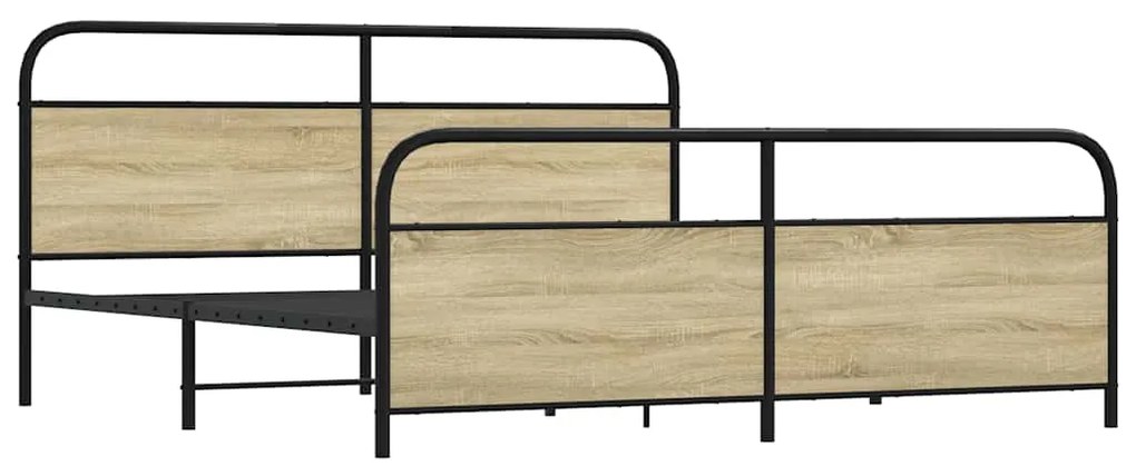 Estrutura de cama sem colchão 200x200cm metal carvalho sonoma