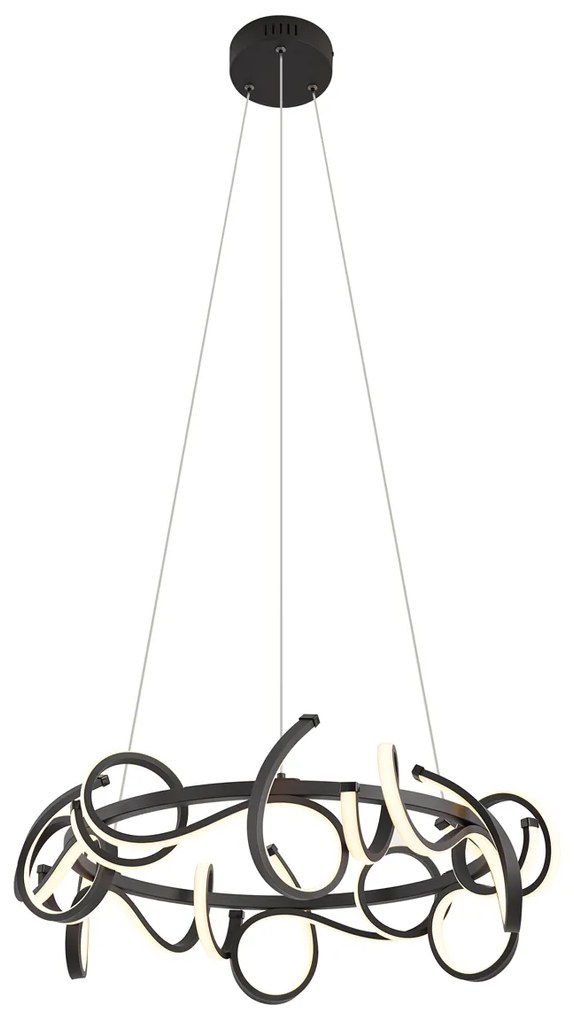 Candeeiro suspenso de design preto redondo regulável em 3 níveis - Krisscross