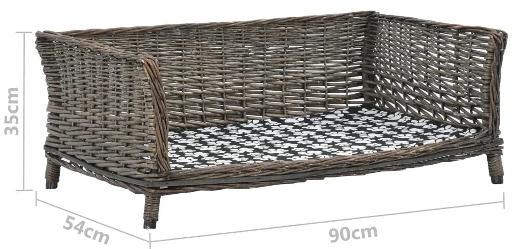 Cesto p/ cães almofadão cinzento 90x54x35 cm salgueiro genuíno