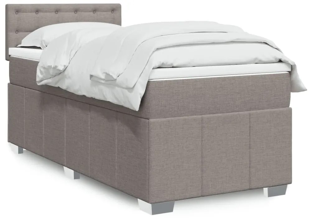 Cama com molas/colchão 90x200 cm tecido castanho-acinzentado