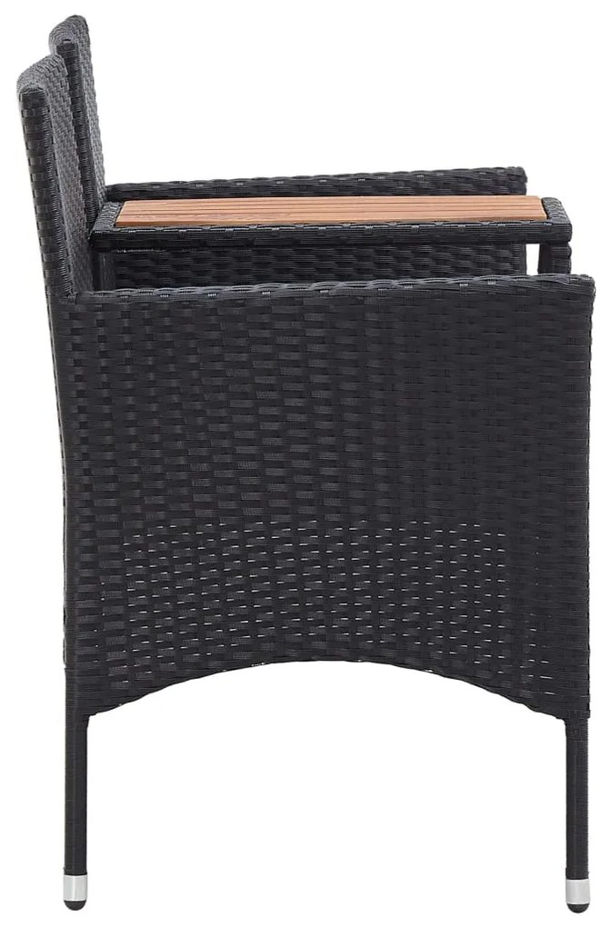 Banco de jardim 2 lugares com mesa centro 143 cm vime PE preto