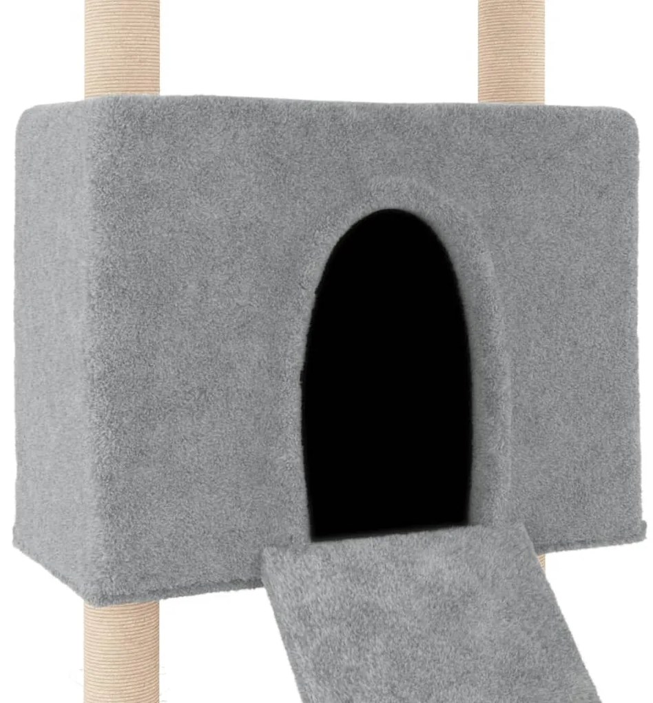 Árvore p/ gatos c/ postes arranhadores sisal 153 cm cinza-claro