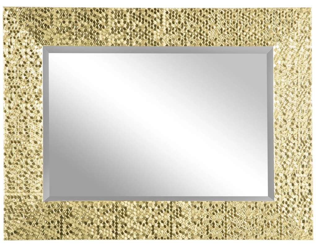 Espelho de Parede 80x60cm Espelho Decorativo com 4 Ganchos e Estrutura de Mosaico 3D Estilo Moderno para Sala de Estar Dormitório Sala de Jantar Entrada Dourado