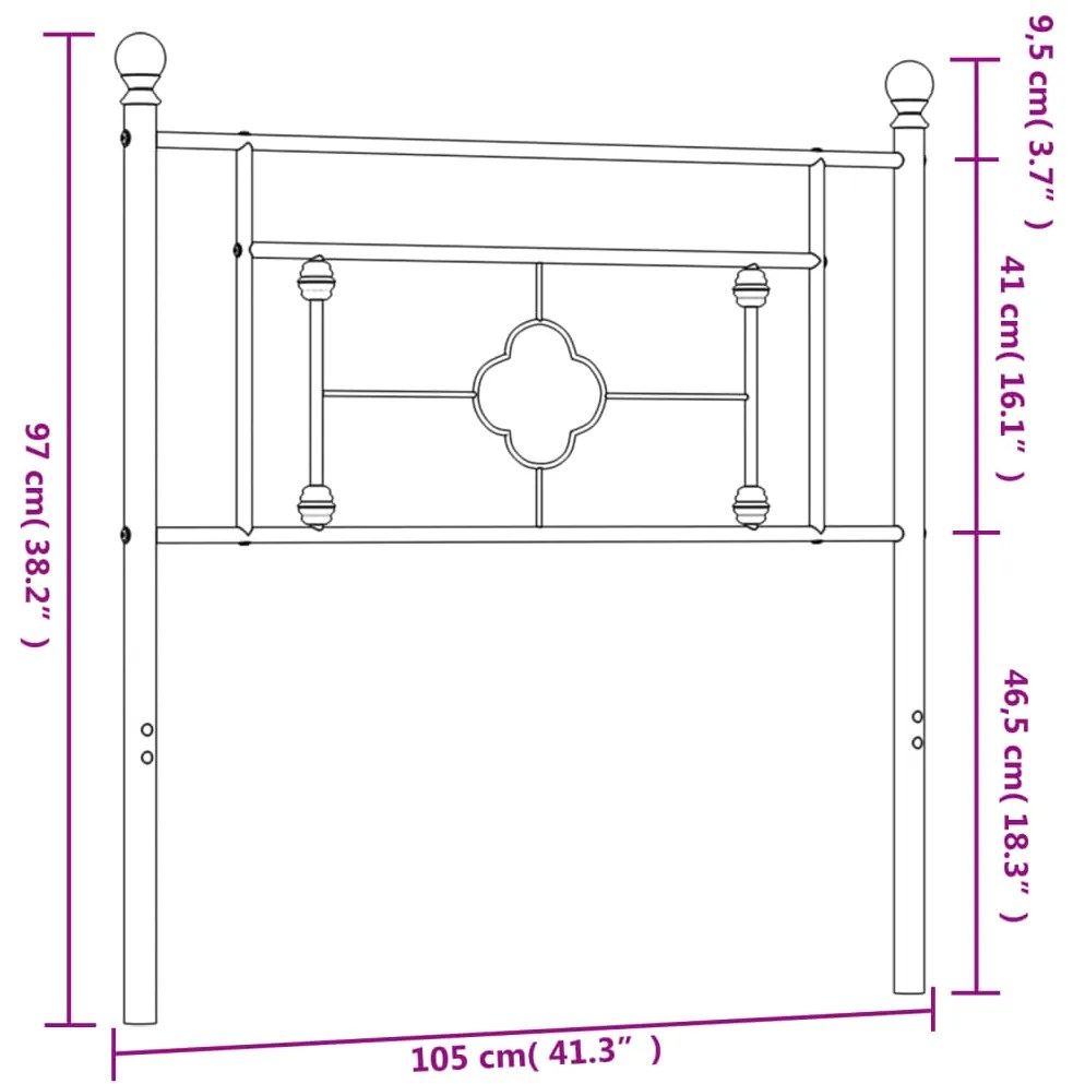 Cabeceira de cama 100 cm metal branco